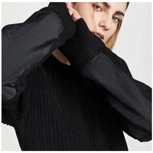 🖤 Helmut Lang Black Cotton Sweater w/ Military Elbow & Shoulder Patches Medium